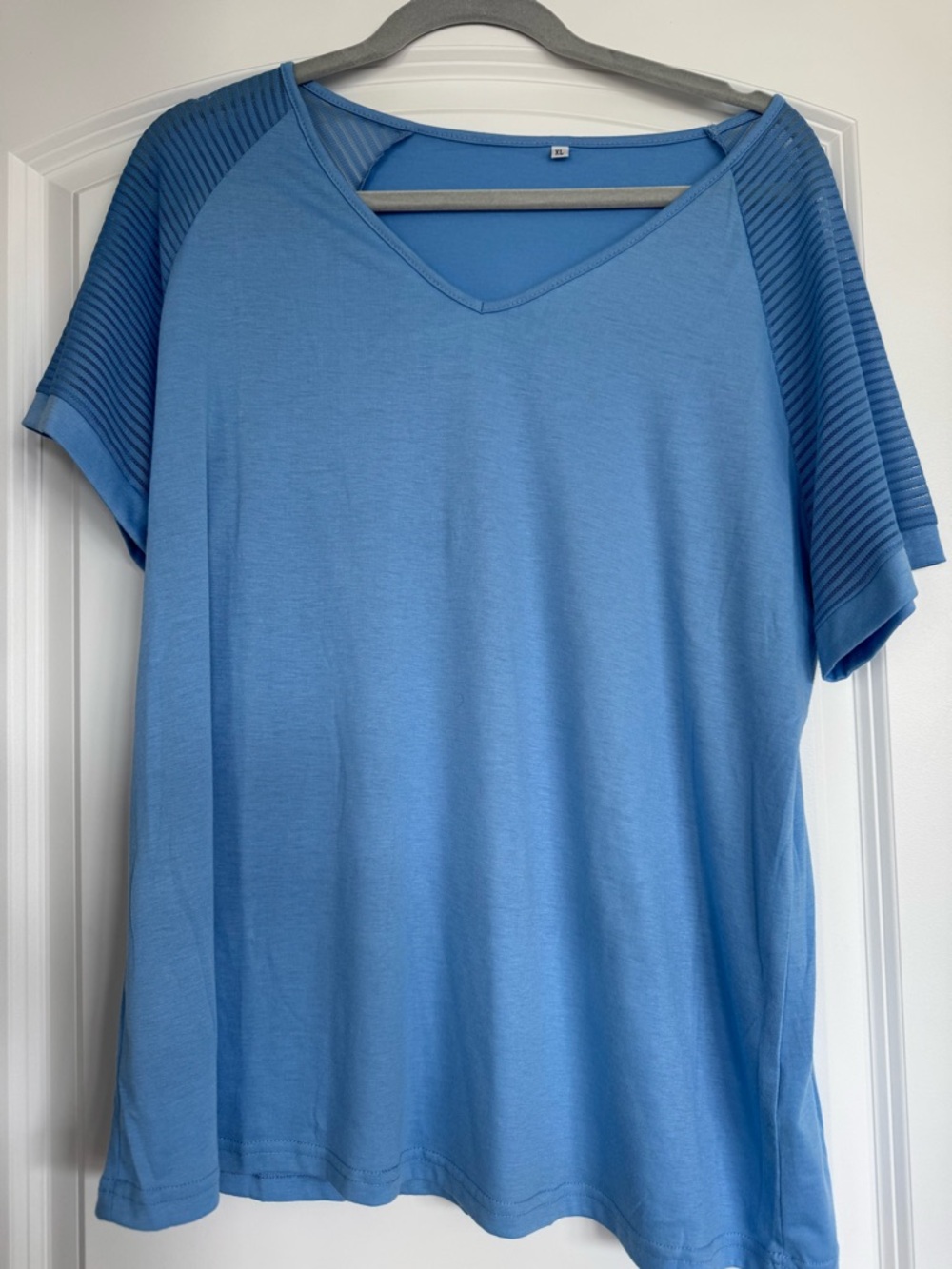 Light Blue V-Neck Women's Top